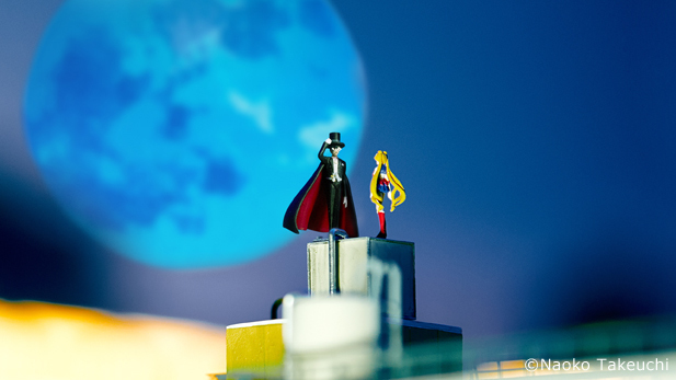 miniature sailor moon and tuxedo mask in small worlds Tokyo