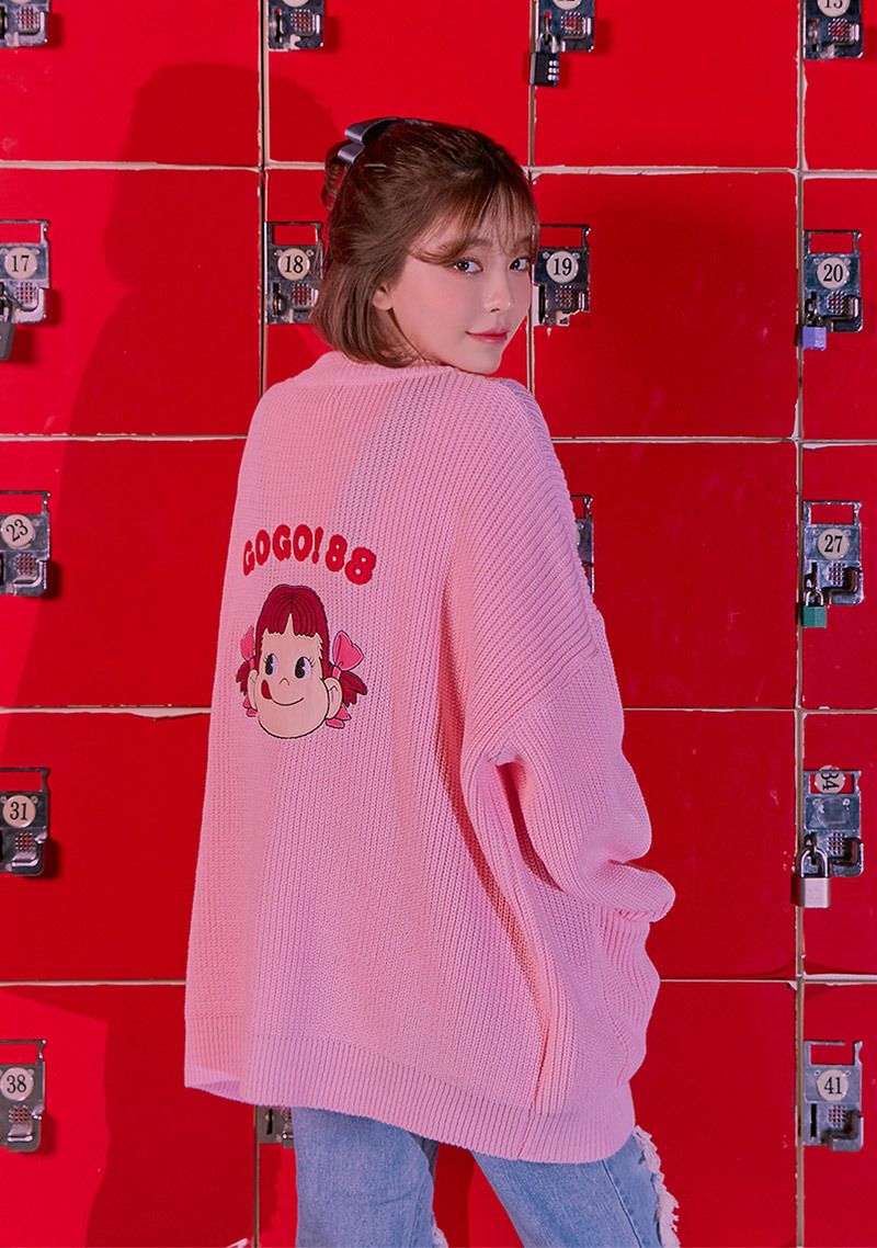 Peko GOGO88 Funny Cardigan in pink