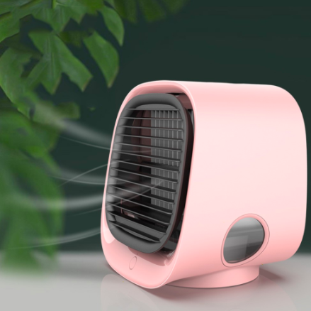 Pink Mini Air Conditioner Humidifier USB Desktop Cooler Fan