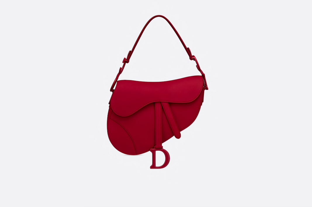 Dior saddle ultra-matte bag in cherry red