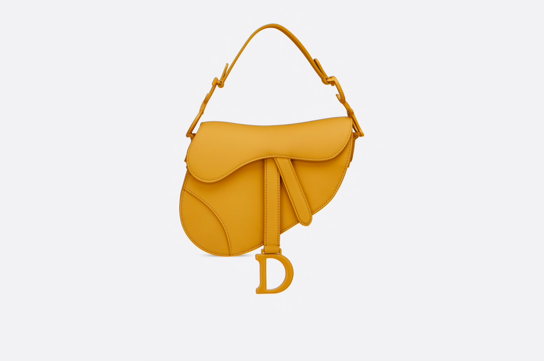 Dior saddle ultra-matte bag in mustard yellow