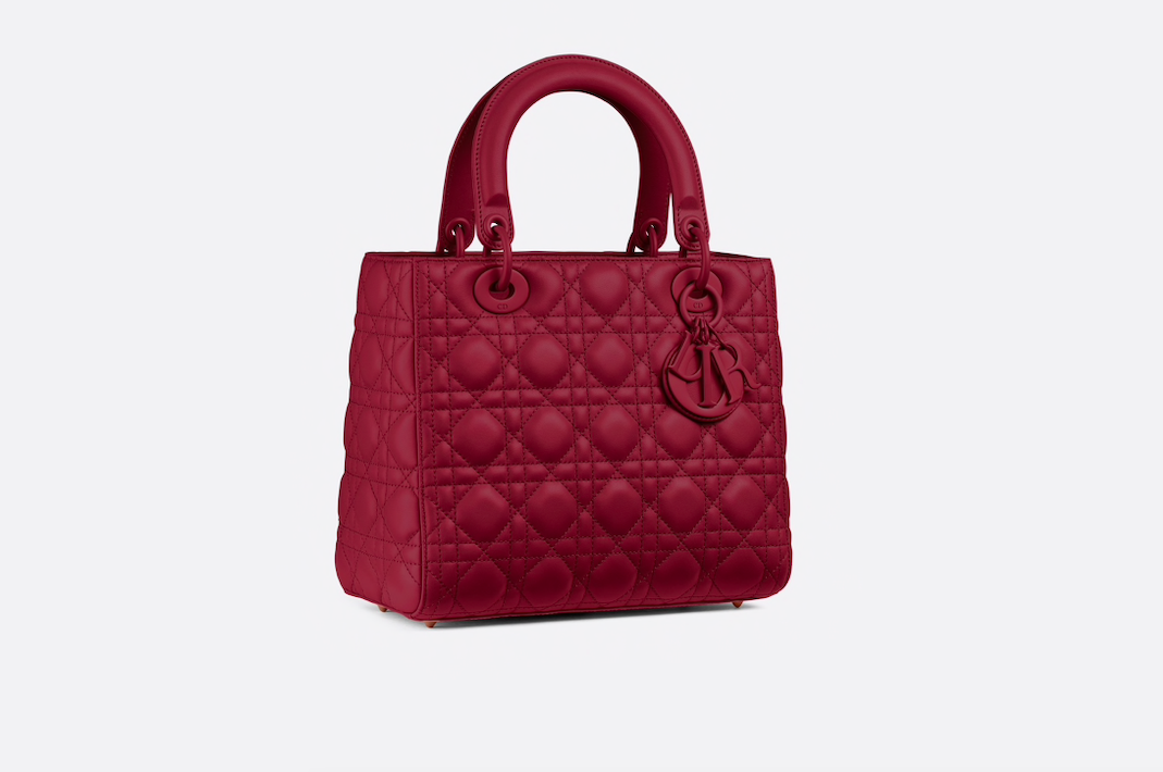 Lady Dior ultra-matte bag in cherry red