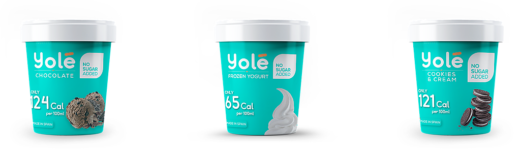 Yolé original, chocolate and cookies and cream flavours