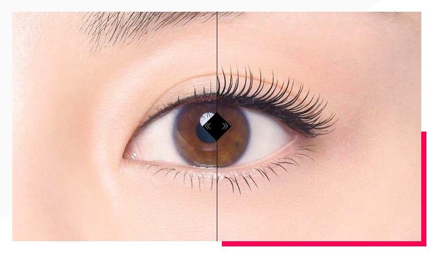 Before and after applying Maybelline mascara