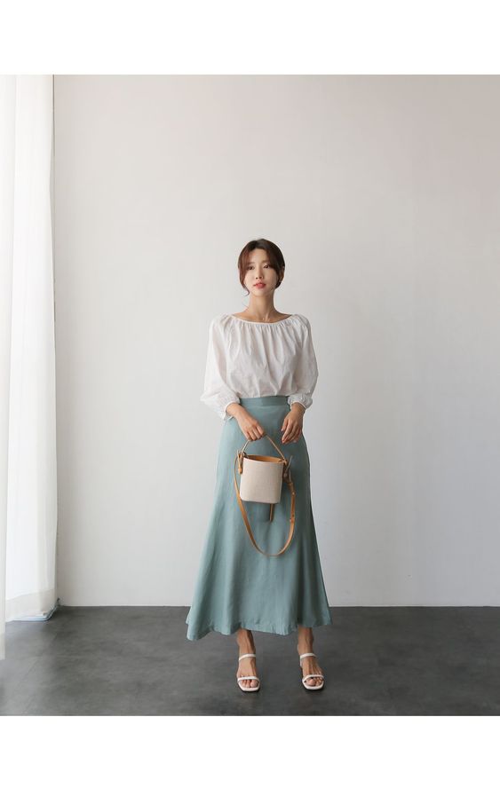 Dusty blue maxi skirt