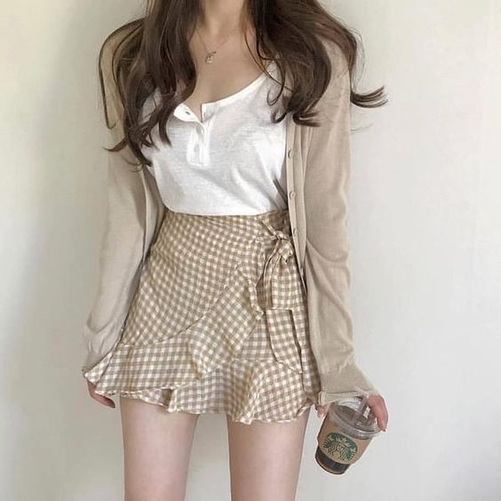 Checkered wrap skirt