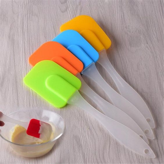 Colourful silicone spatulas for baking