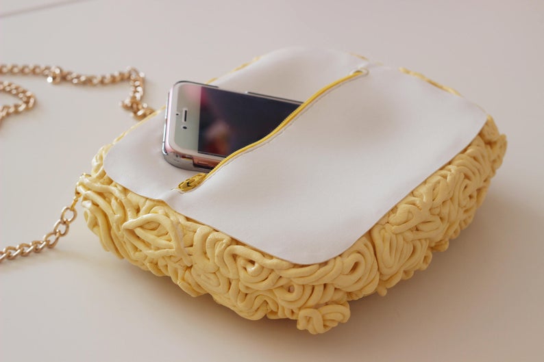 back of instant Noodles Purse phone pocket
