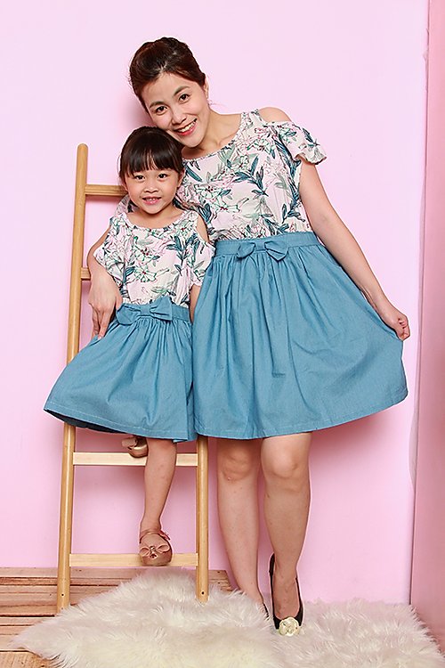 Floral and denim matching dress