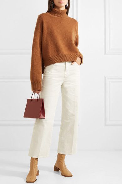 Cream wide leg pants
