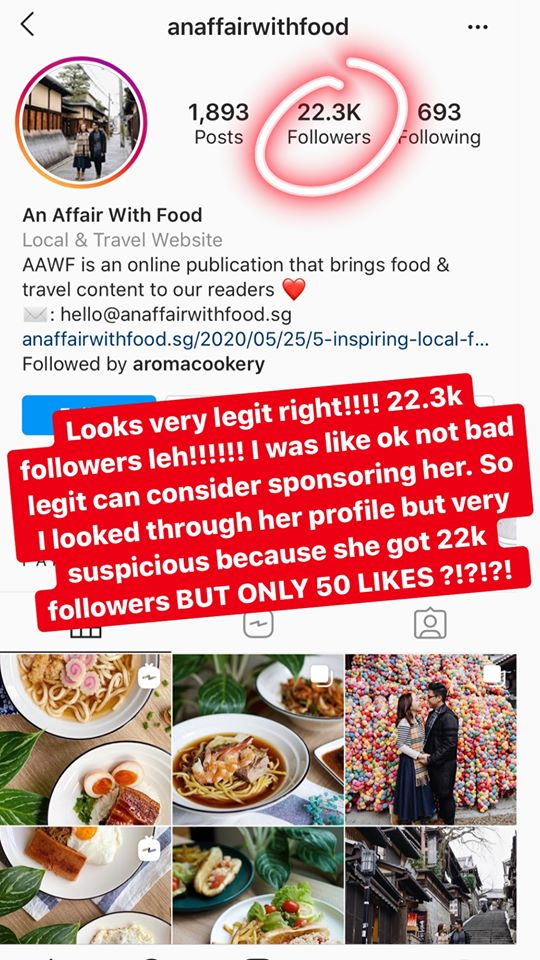 Frozendozen influencer fake followers An Affair With Food Venie Lin