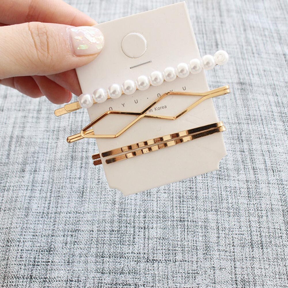 Gold and pearl hair clips