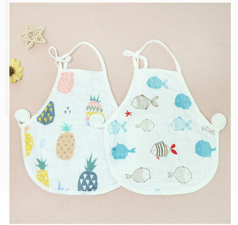pineapple and fish print apron-style baby bibs