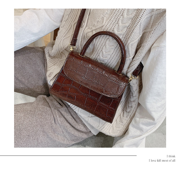 Brown crocodile print vintage bag