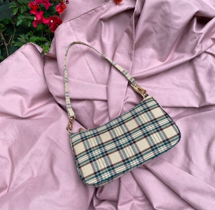 White checkered vintage bag