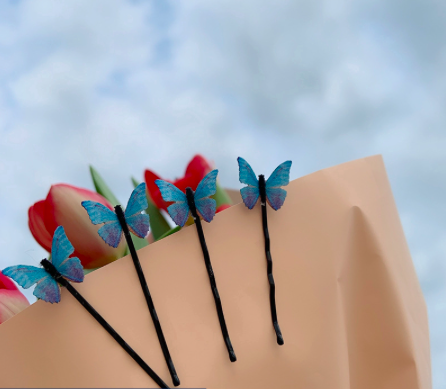 Blue retro butterfly hairpins