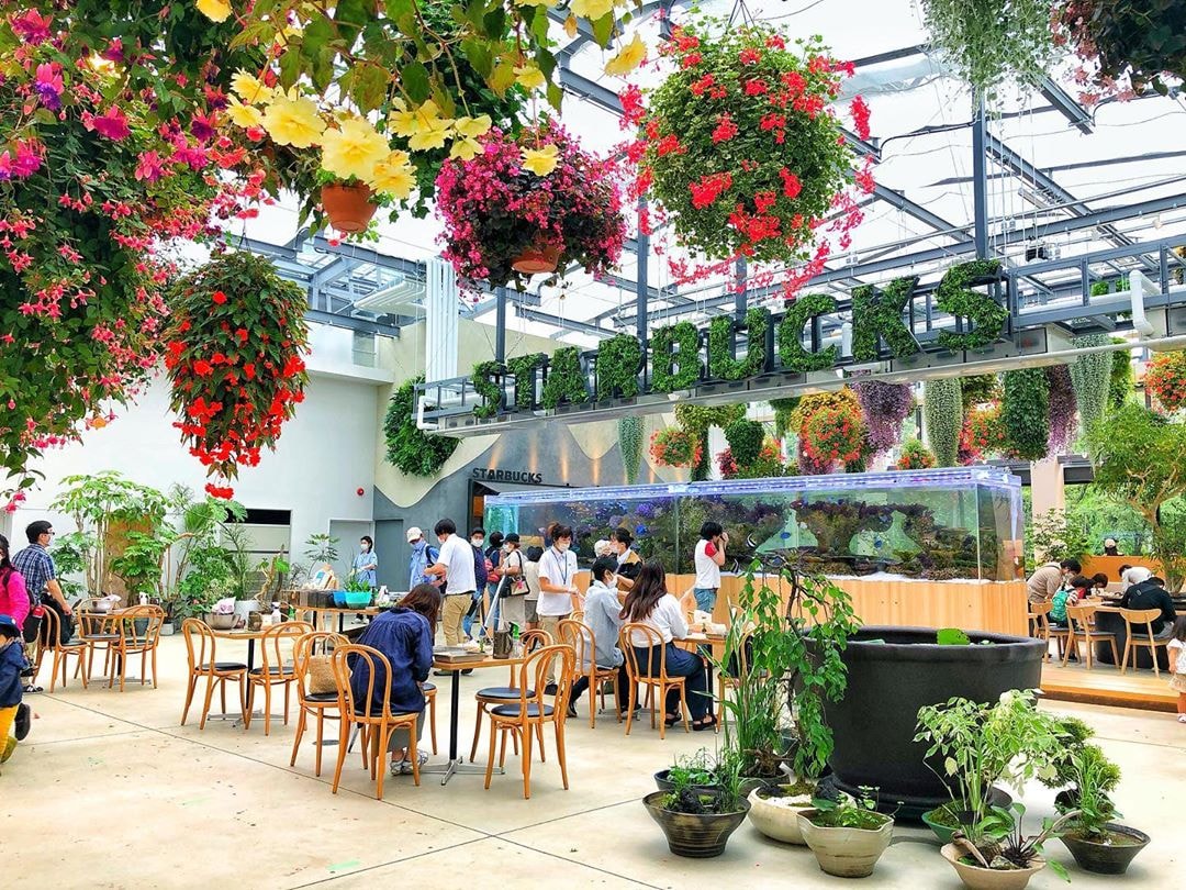 Starbucks greenhouse Japan Hana Biyori Tokyo