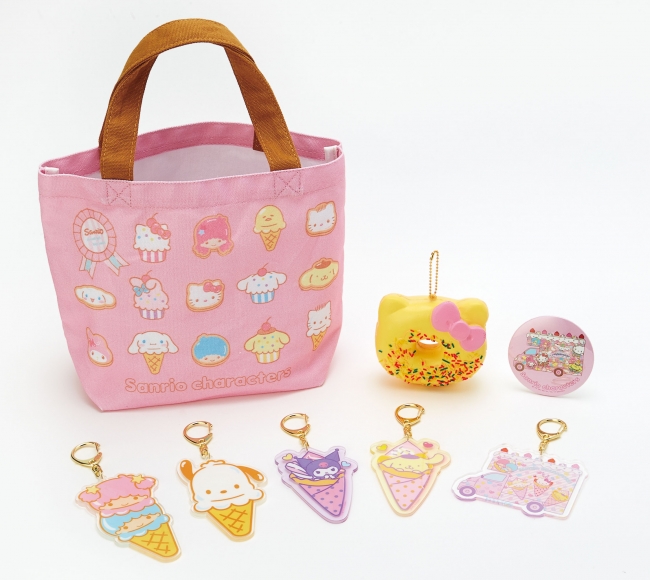 tote bag, badges and merchandise in SANRIO CAFE Ikebukuro