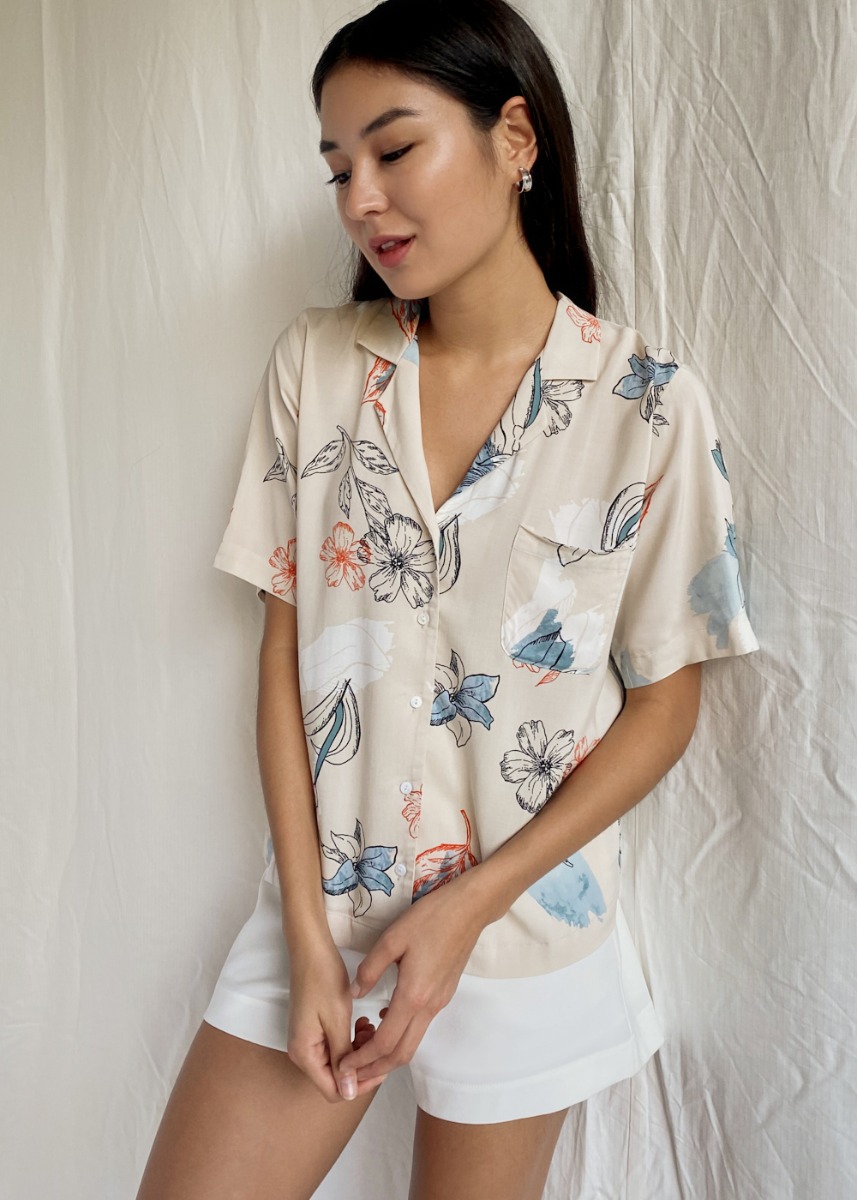 White loungewear worn on model