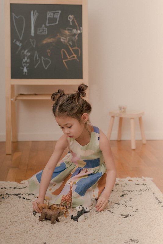 Girl in patterned dress