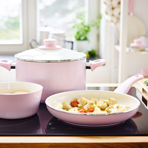 GreenLife pink cookware pot and pan