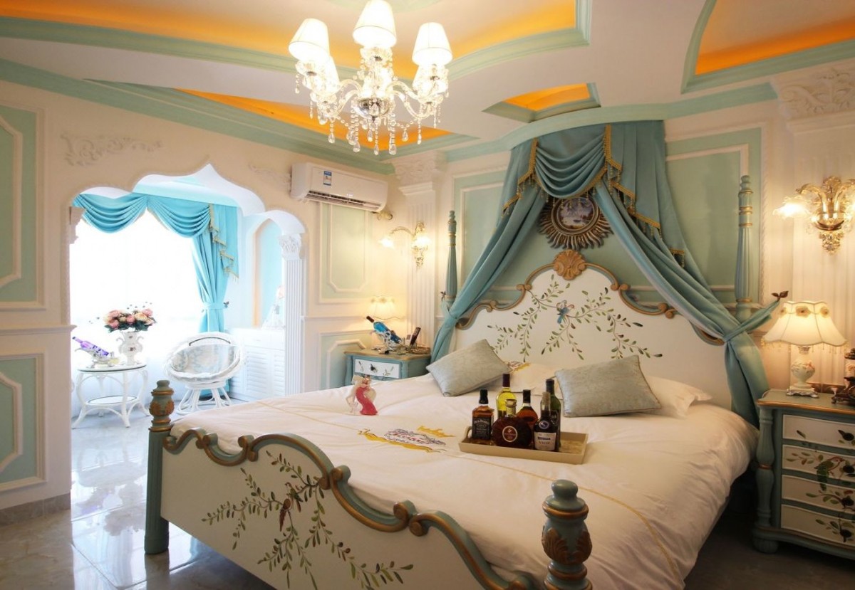 blue bedroom in 温莎公主城堡 Windsor Princess Castle Manor
