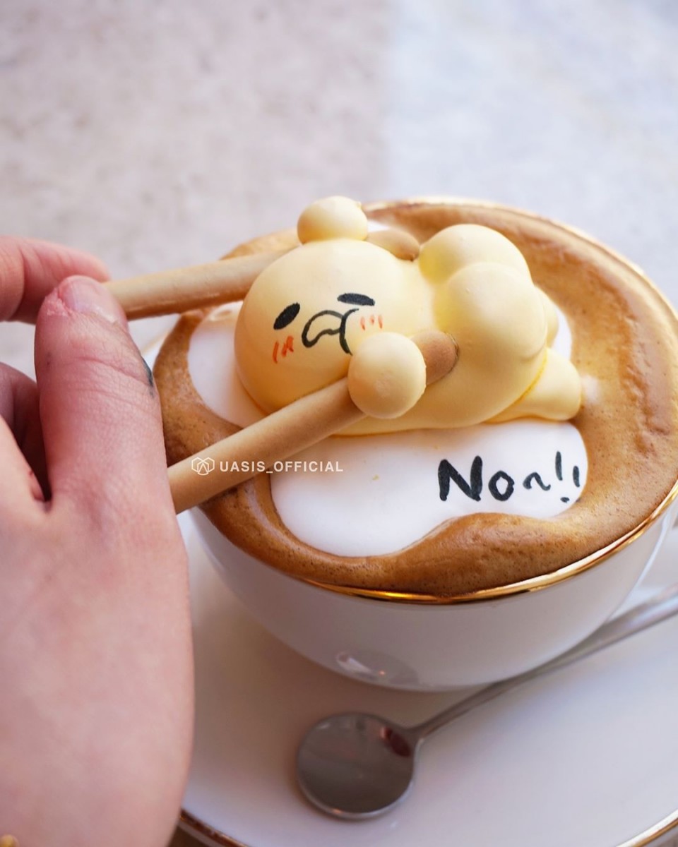 gudetama 3d meringue art latte