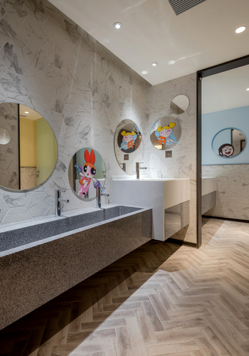 Themed restrooms in Hotel Cozzi
