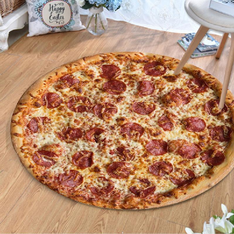 realistic pepperoni pizza floor rug mat