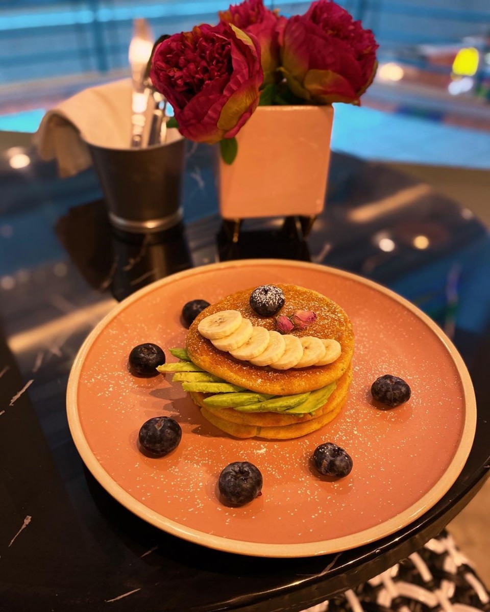 Brown Butter Cafe menu pancakes with avocado