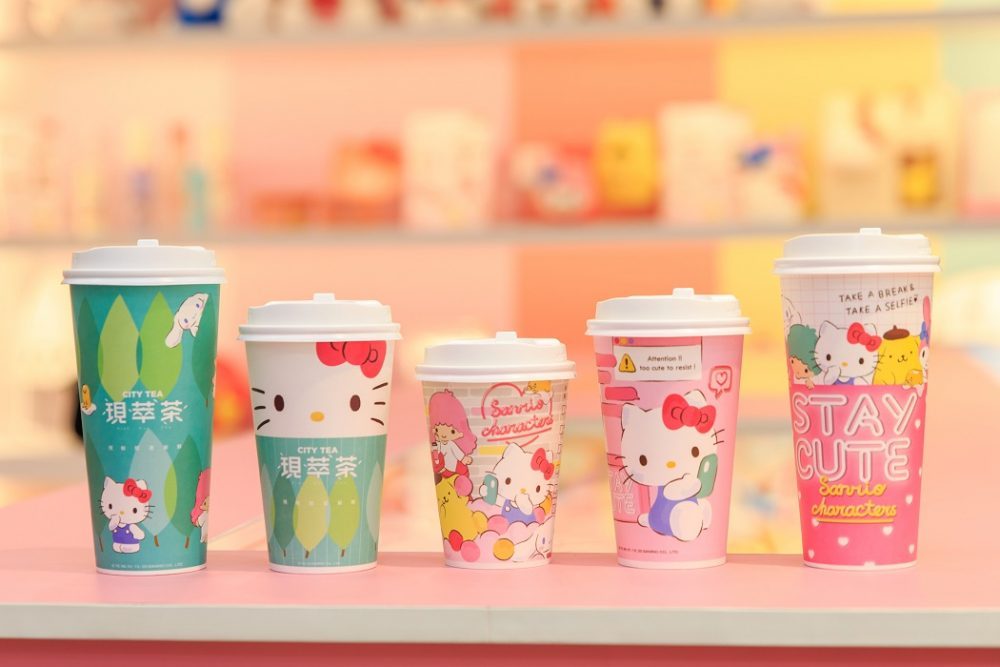 disposable cups in Hello Kitty 7-Eleven Store In Taipei