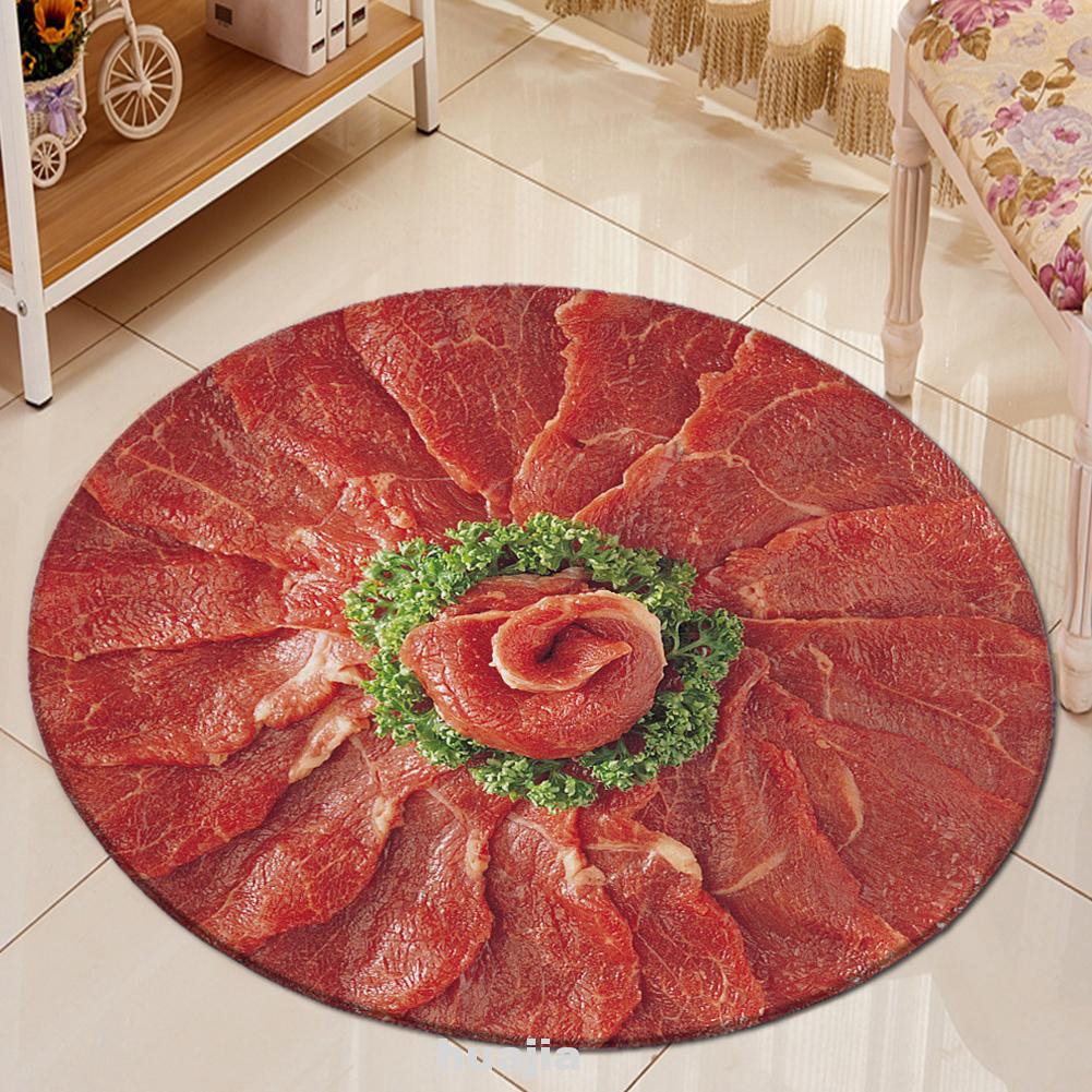 realistic raw sliced meat floor rug