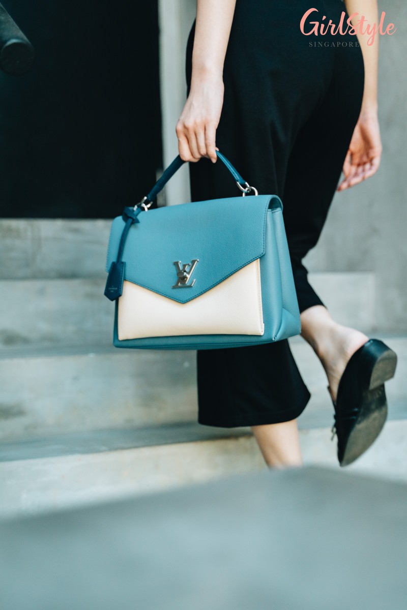 Louis Vuitton Mylockme handbag sky blue and white