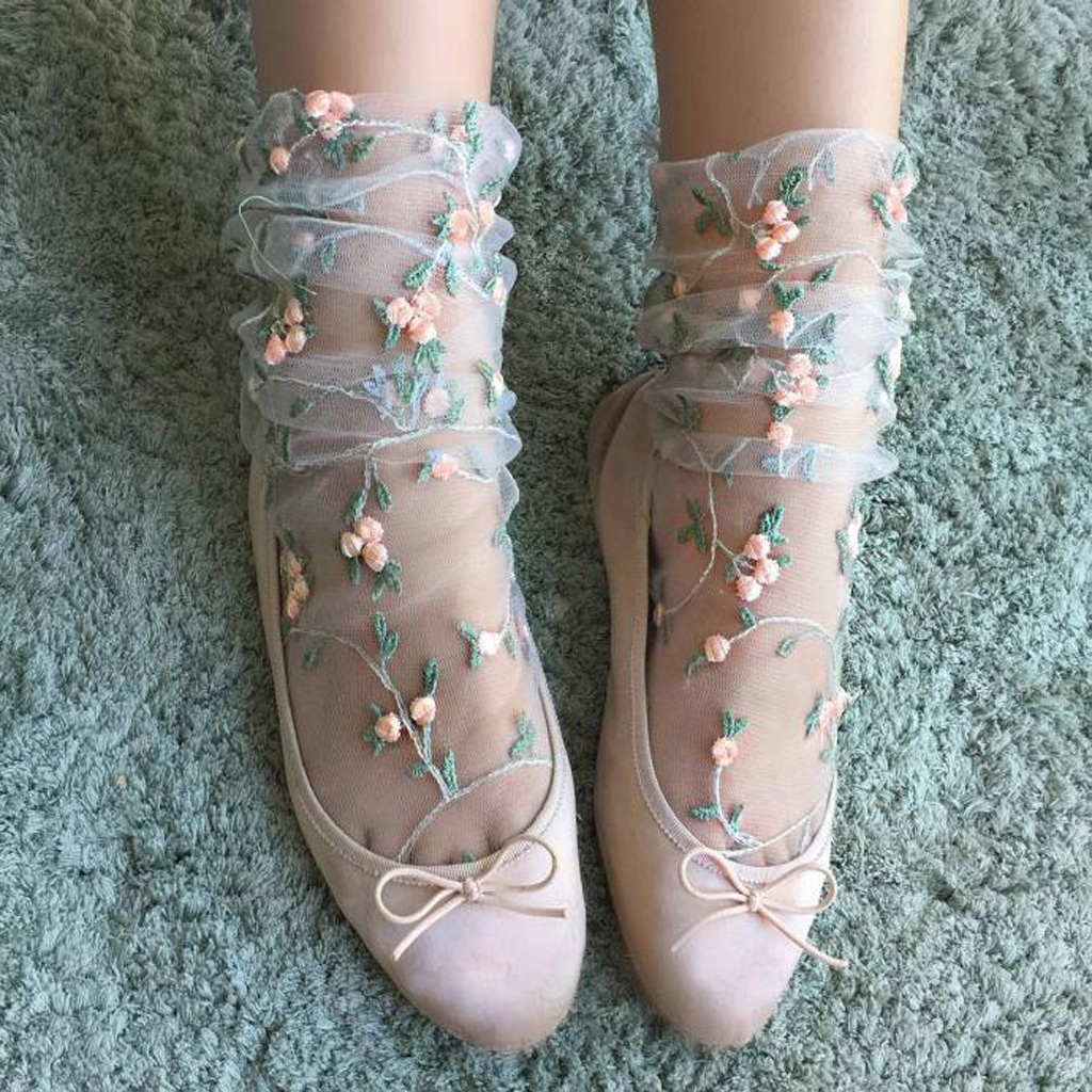 Floral mesh socks Singapore