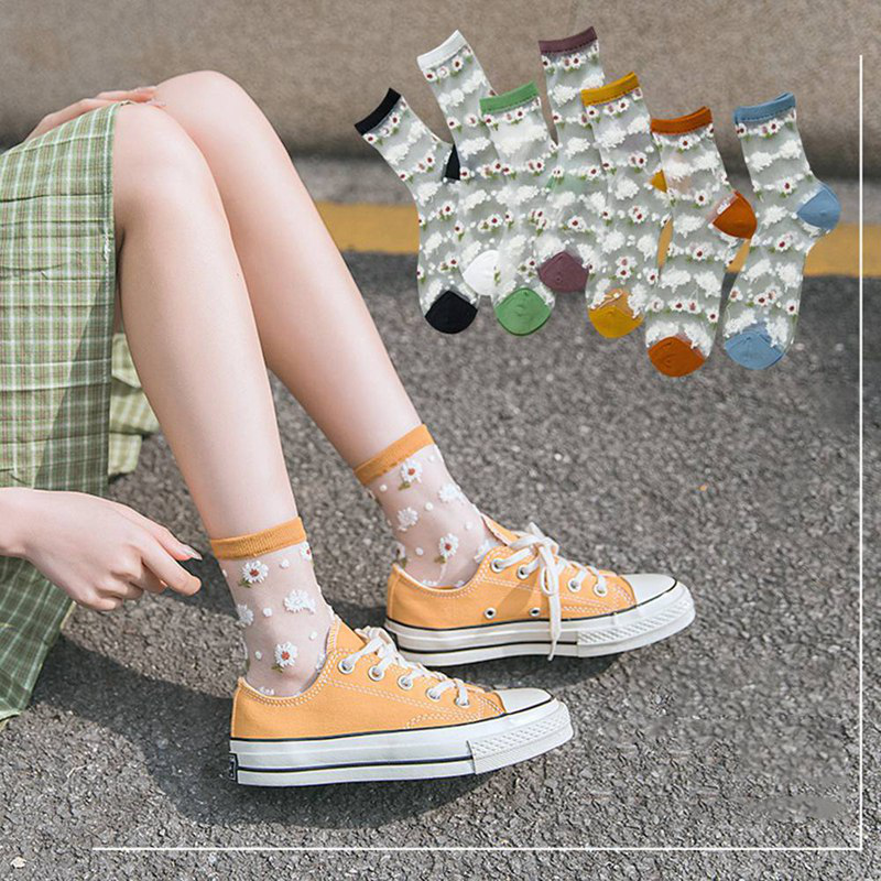 Floral daisy mesh socks Singapore