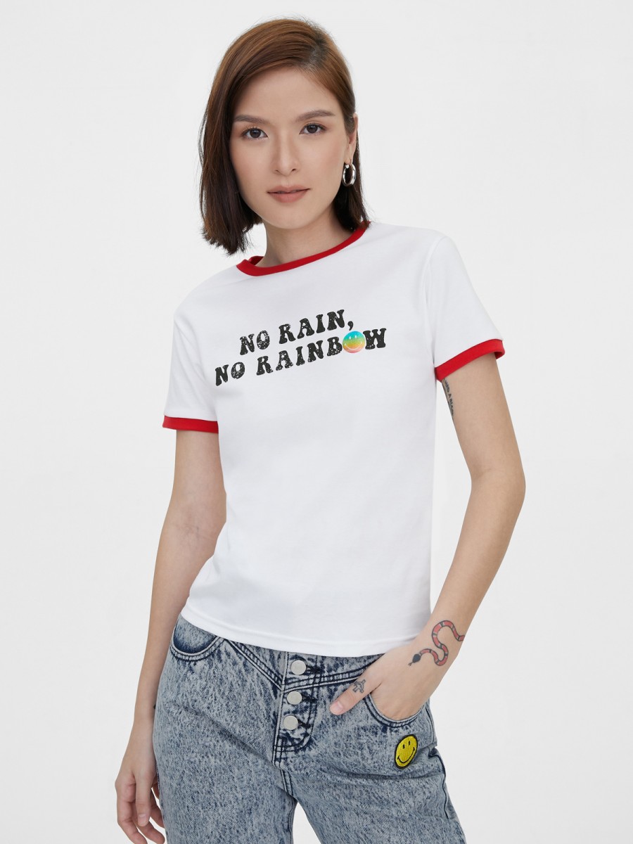 Pomelo x Smiley contrast trim tee