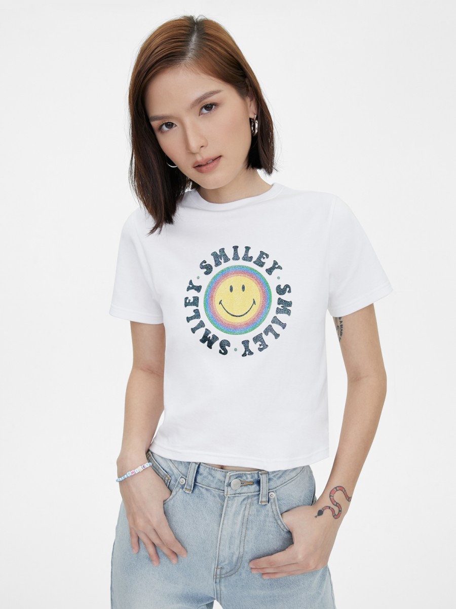 Pomelo x Smiley cropped graphic tee