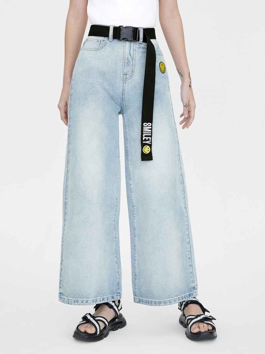 Pomelo x Smiley wide leg jeans