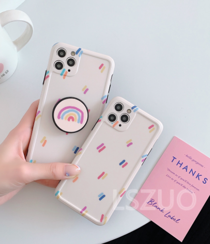 Rainbow phone case with pop socket
