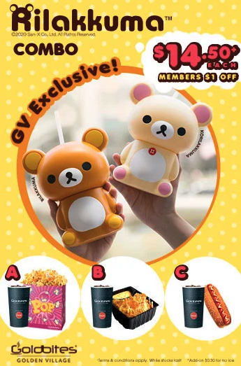Golden Village Singapore Rilakkuma tumblers combo