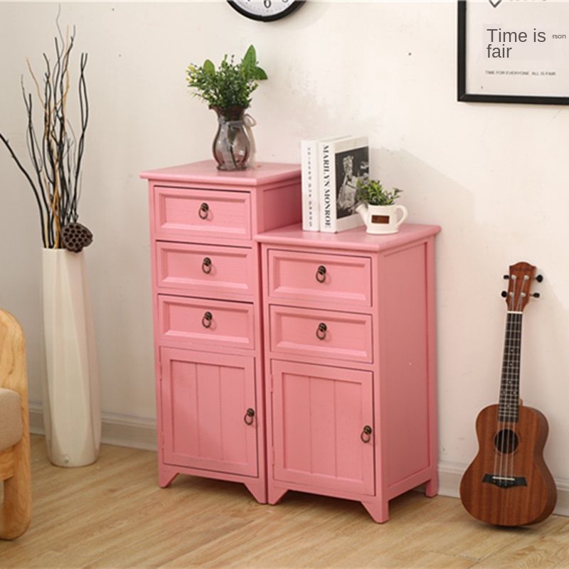 wooden Pink bedside chest of drawers