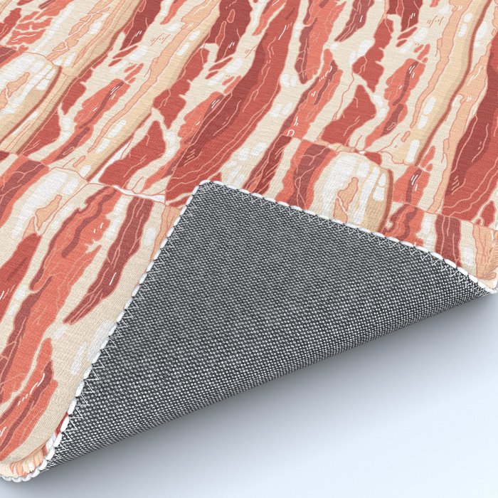realistic raw bacon strips rug
