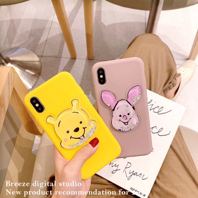 Winnie-the-Pooh soft Samsung phone case with glitter