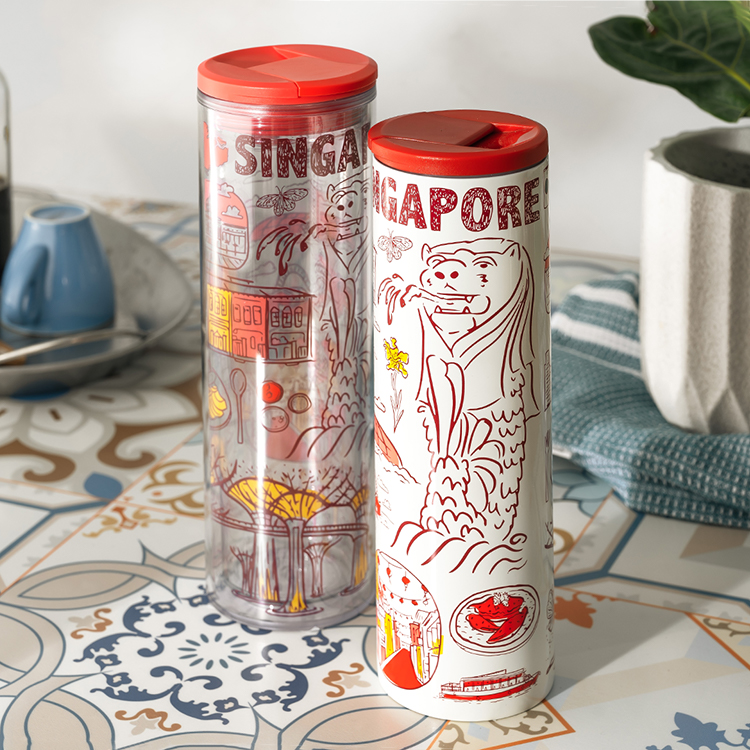 Tumbler with singapore prints