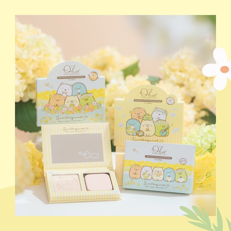 Q'her X Sumikko Gurashi Herbs Hydra & Oil Control Pressed Powder