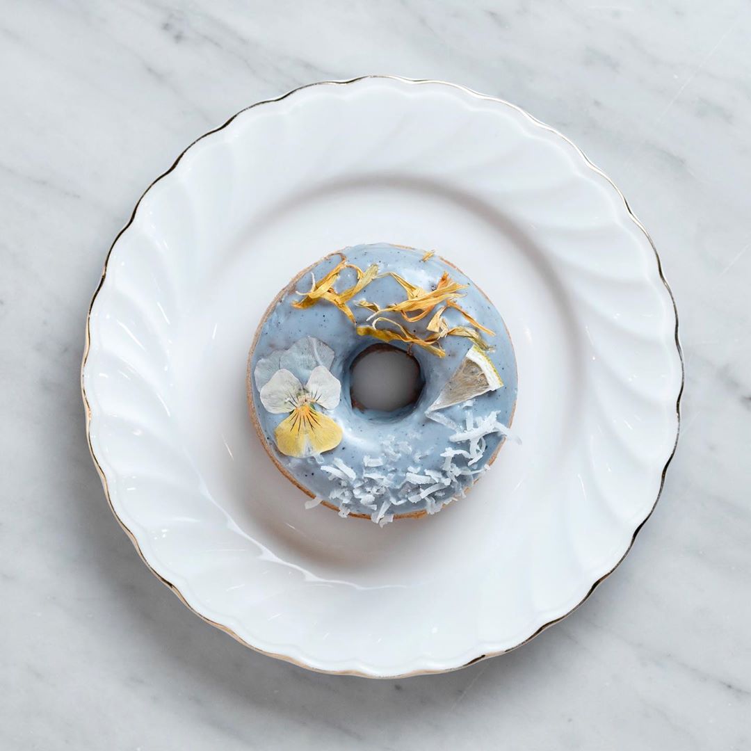 Pastel blue floral donut from gmgm