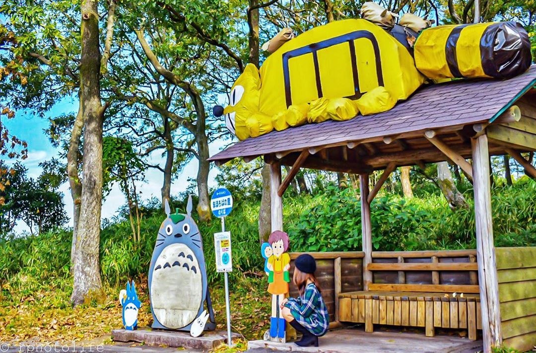 totoro and catbus bus stop in Mahoroba no Sato, Kagoshima