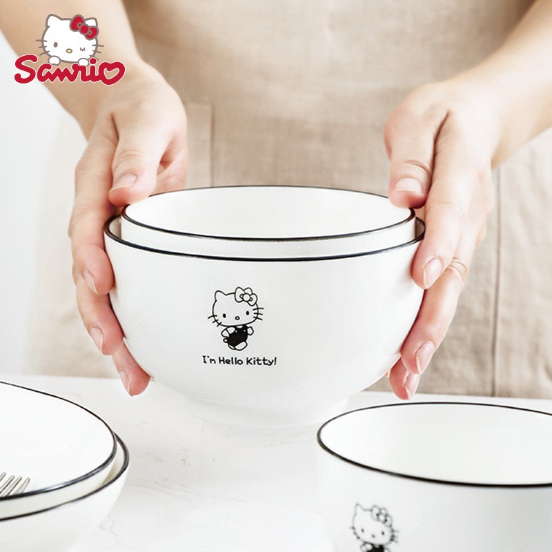 Hello Kitty minimalist black & white bowls