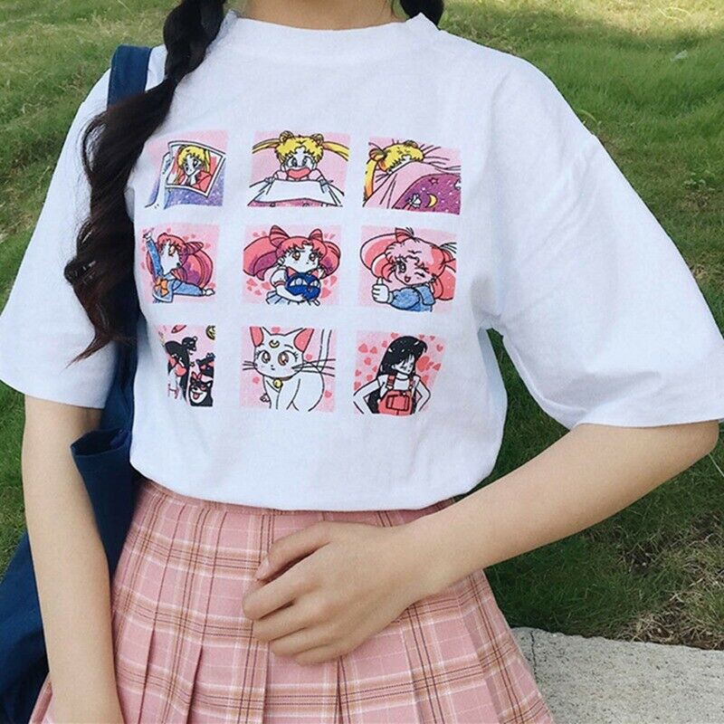 Sailor Moon grid print t-shirt