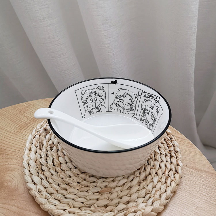 Minimalist Nordic-Style Sailor Moon Ceramic Bowl